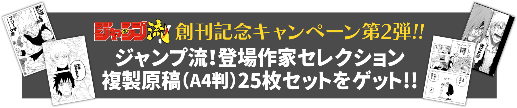 ジャンプ流！創刊記念キャンペーン第2弾!! ジャンプ流！登場作家セレクション複製原稿（A4判）25枚セットをゲット!!